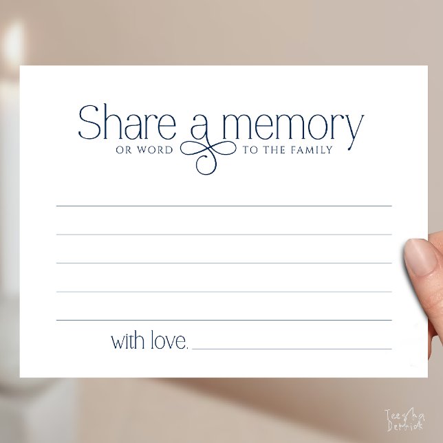 Postale Carte de sympathie de service funéraire pour parta (Funeral Service Share a memory Fairy love Sympathy Card or word to the family in Navy Blue)