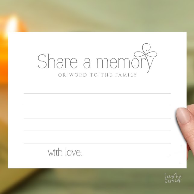 Postale Carte de sympathie de service funéraire pour parta (Funeral Service Share a memory Fairy love Sympathy Card or word to the family in Dark Grey)