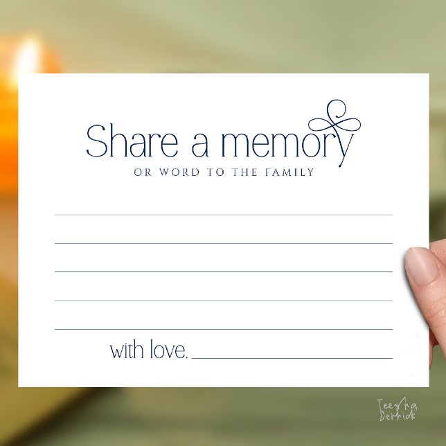 Postale Carte de sympathie de service funéraire pour parta (Funeral Service Share a memory Fairy love Sympathy Card or word to the family in Navy Blue)