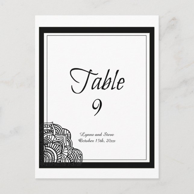 Postale Carte de table à médaillon noir avec bordure noire (Devant)