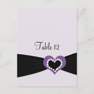 Postale Carte de table à ruban noir et cœur violet