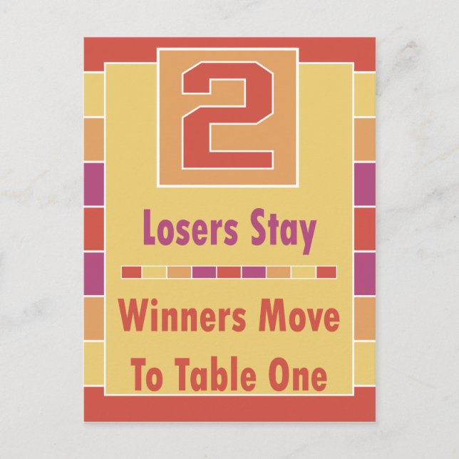 Postale Carte de table Bunco Grandes Colorées #2 (Devant)