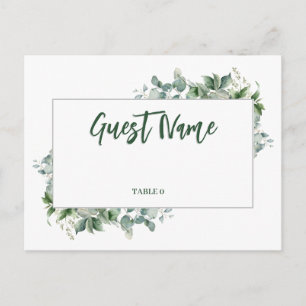 Postale Carte de table de bordure d'eucalyptus aquarelle