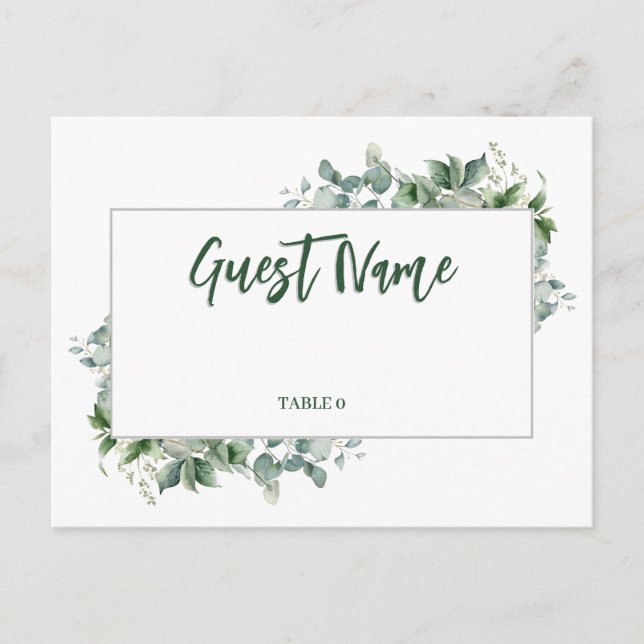 Postale Carte de table de bordure d'eucalyptus aquarelle (Devant)