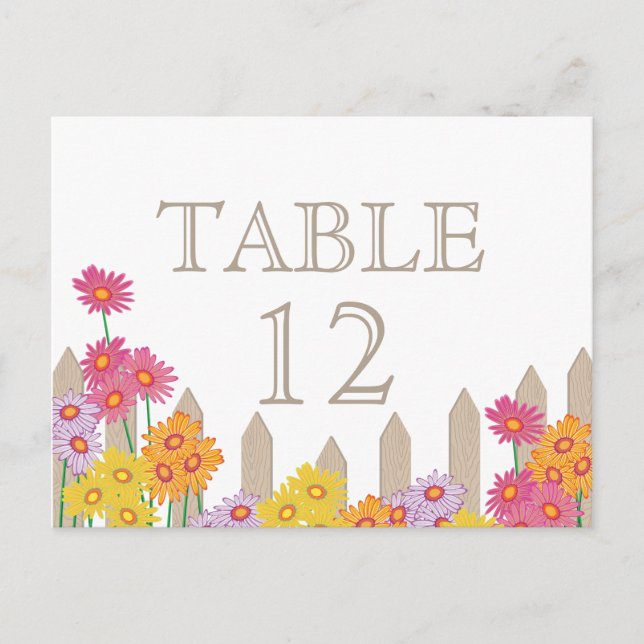 Postale Carte de table de collection de la partie jardin (Devant)