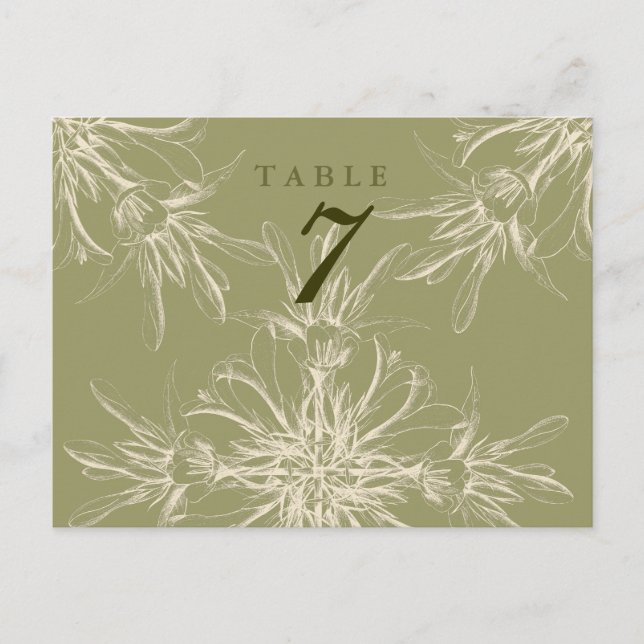 Postale Carte de table de Mariage de fleurs d'antiquité (Devant)