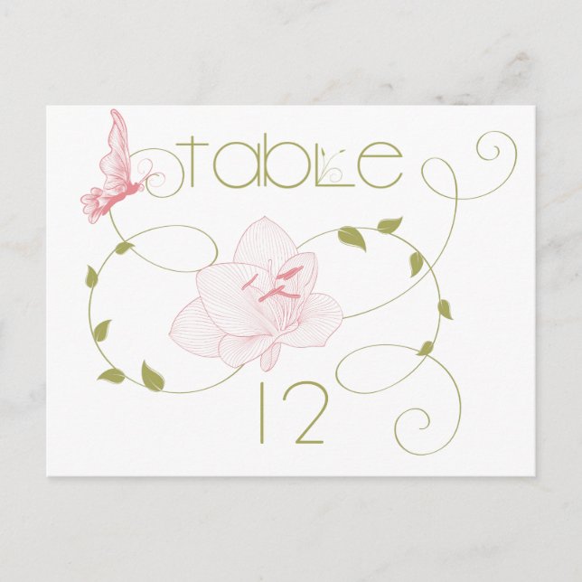 Postale Carte de table de mariage de jardin rose Lys (Devant)