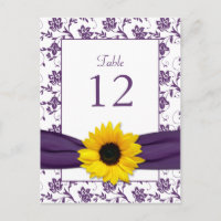Carte de table de mariage en damassé tournesol bla