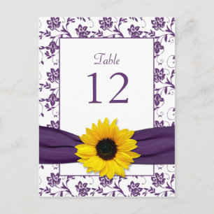 Postale Carte de table de mariage en damassé tournesol bla