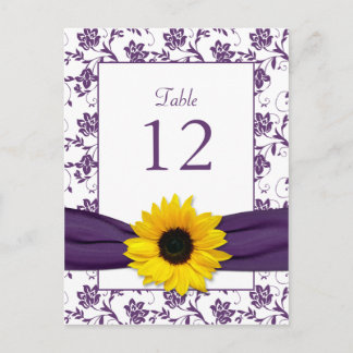 Postale Carte de table de mariage en damassé tournesol bla