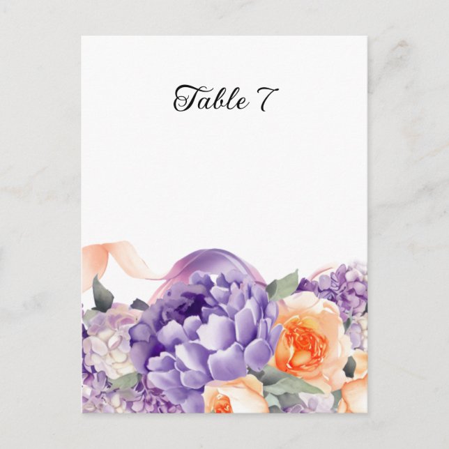 Postale Carte de table Dusty Mauve Peach Peony (Devant)