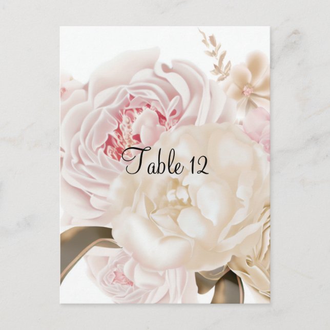 Postale Carte de table florale rose et taupe (Devant)