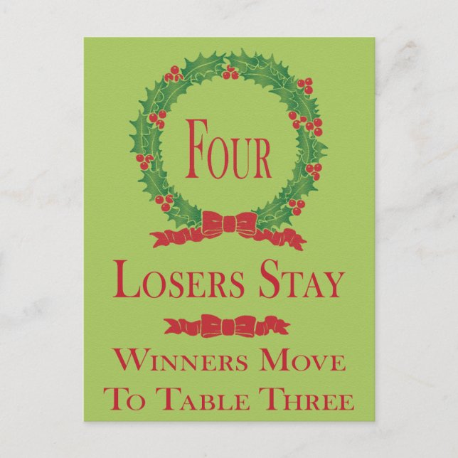 Postale Carte de table Holly Wreath Bunco #4 (Devant)