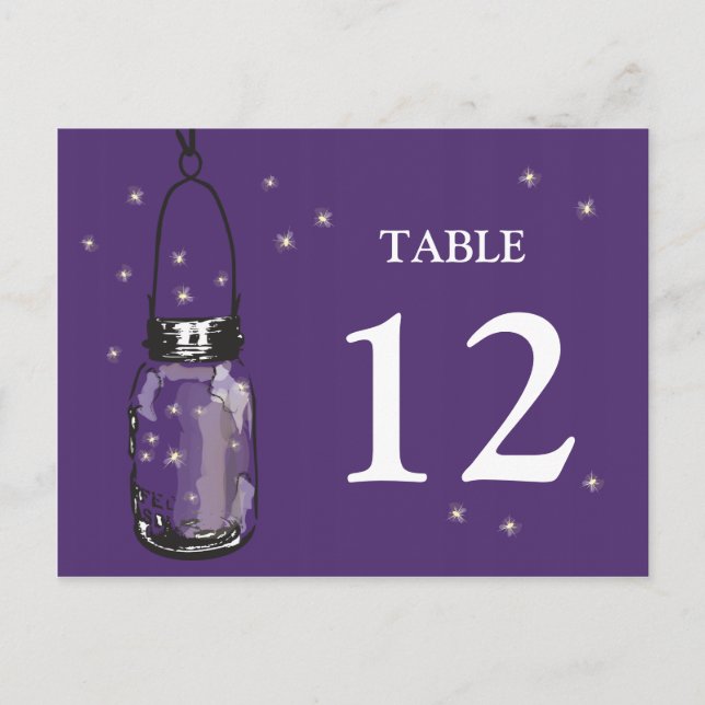 Postale Carte de table Mason Jar & Fireflies (Devant)