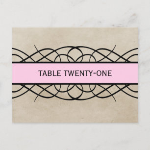 Postale Carte de table numéro avec bordure de fleur rose