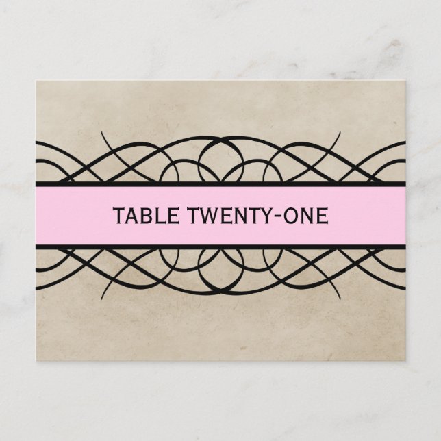 Postale Carte de table numéro avec bordure de fleur rose (Devant)