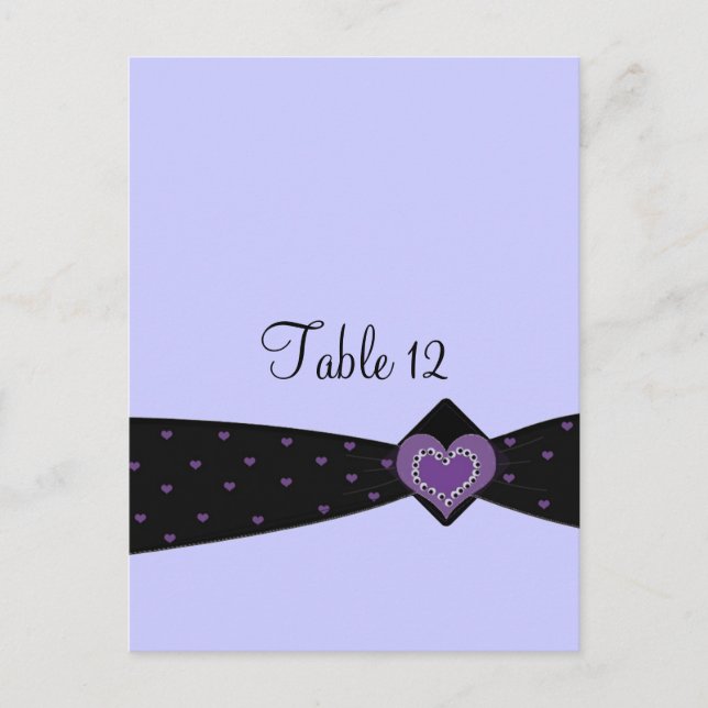 Postale Carte de table ruban noir et violet (Devant)
