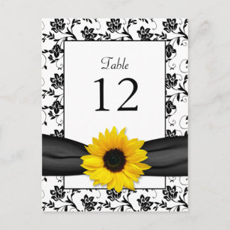 Postale Carte de table Sunflower Mariage damassé