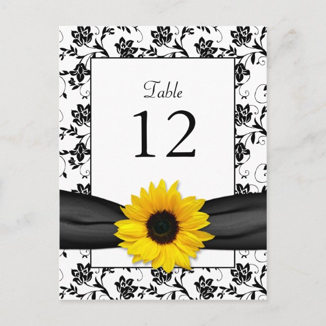 Postale Carte de table Sunflower Mariage damassé (Devant)