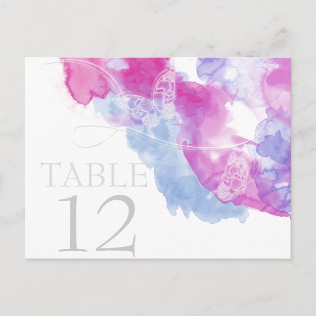 Postale Carte de table Watercolor Butterfly Raspberry Blis (Devant)