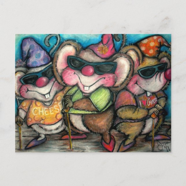 Postale Carte de temps de 3 pépinière de souris aveugles (Devant)