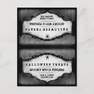 Postale Carte de tente Halloween Traitements - Gris & Noir