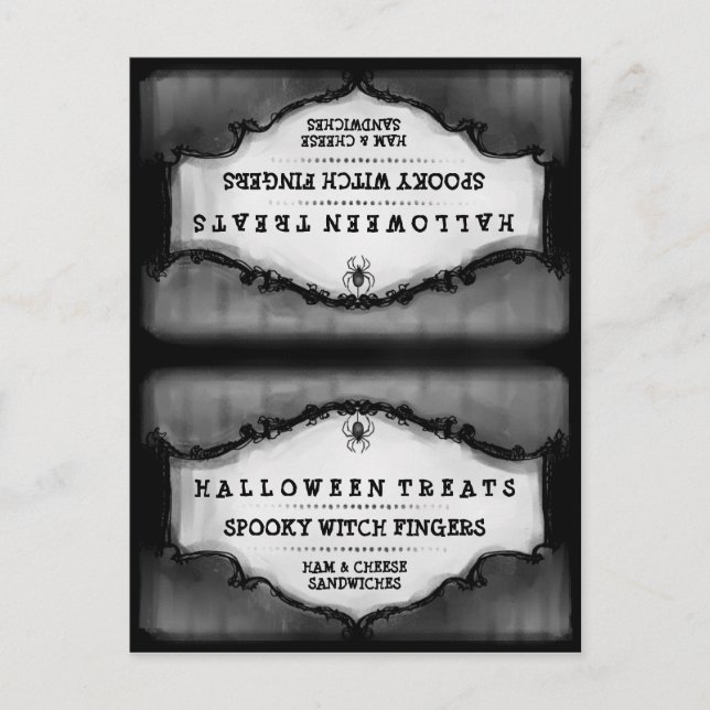 Postale Carte de tente Halloween Traitements - Gris & Noir (Devant)