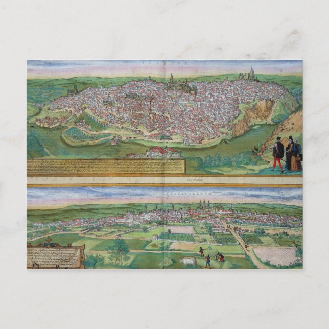 Postale Carte de Tolède et Valladolid, de 'Civitates Orbi (Devant)