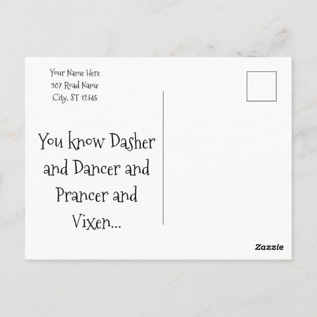 Postale Carte de vacances de Noël Reindeer Market Sauser (Dos)