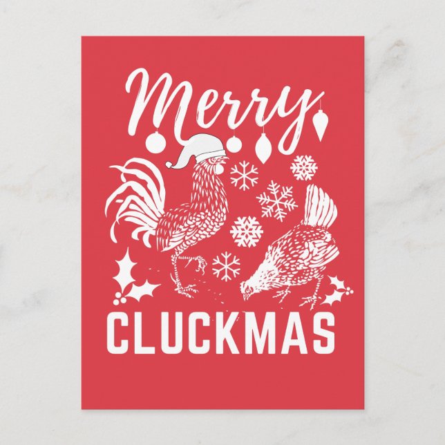 Postale Carte de vacances Joyeux Cluckmas Poulet (Devant)