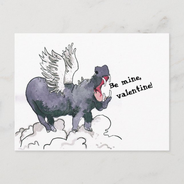 Postale Carte de valentine d'hippopotame (Devant)