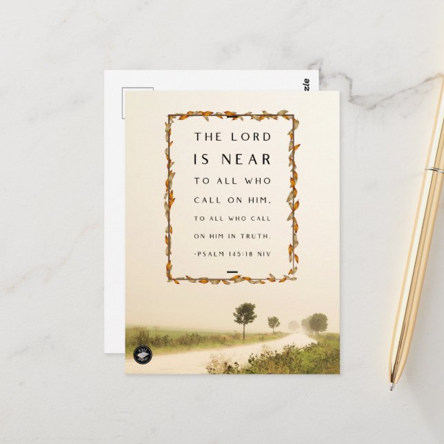 Postale Carte de verset biblique de la taille d'une carte  (Devant/Arrière en situation)