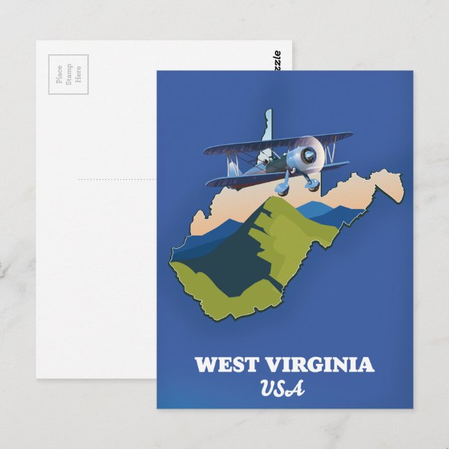 Postale carte de Virginie-Occidentale États-Unis (Devant / Derrière)