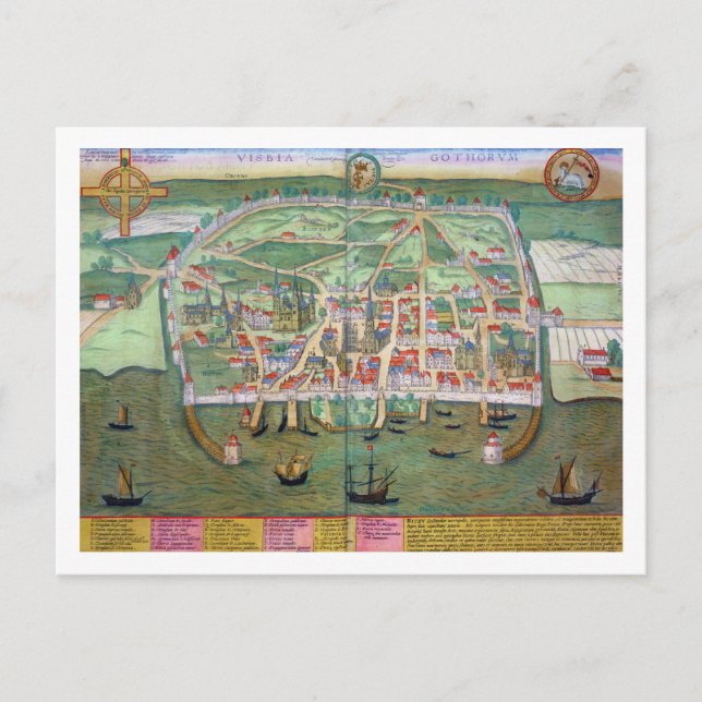 Postale Carte de Visby, de 'Civitates Orbis Terrarum' par  (Devant)