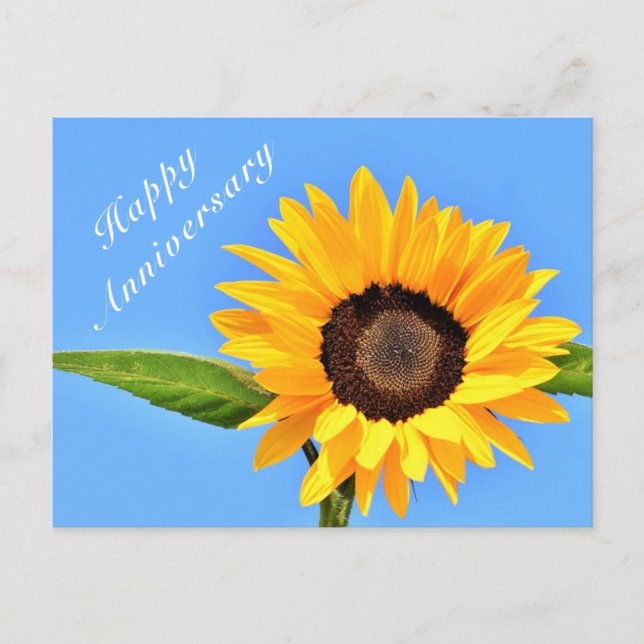 Postale Carte de vœu d'anniversaire Tournesol sur Ciel Ble (Devant)