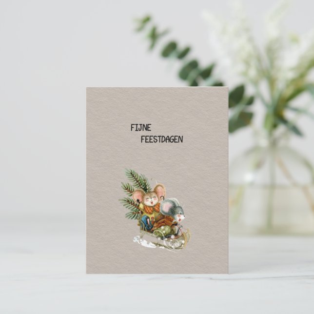 Postale Carte de vœux (10,8 x 14,2 cm) - Joyeuses Fêtes (Debout devant)