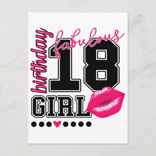 Postale carte de voeux 18 ans anniversaire fille (Devant)