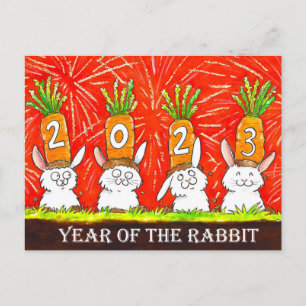 Postale Carte de vœux 2023 Année du Lapin