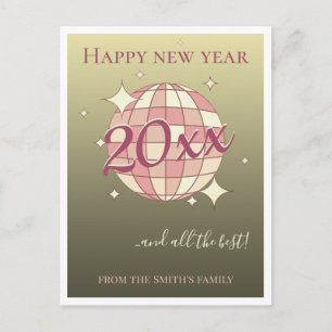 Postale Carte de vœux année nouvelle 2025 rose or