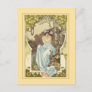 Postale Carte de voeux Art nouveau design.