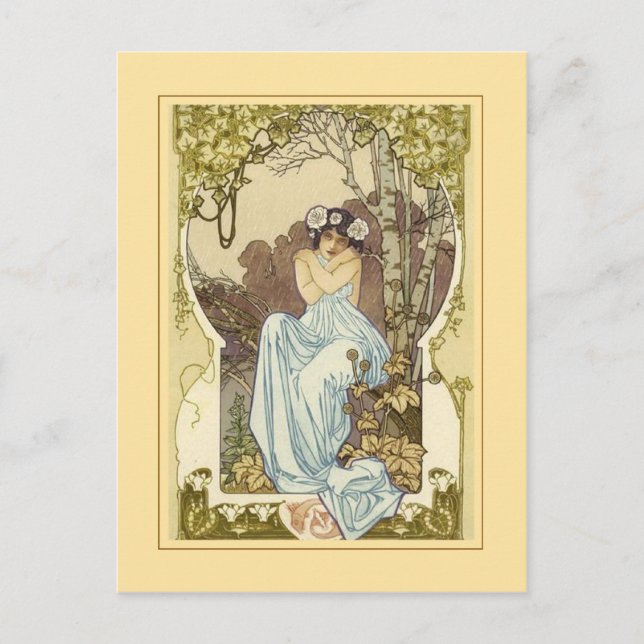 Postale Carte de voeux Art nouveau design. (Devant)