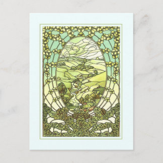 Postale Carte de voeux Art nouveau design.