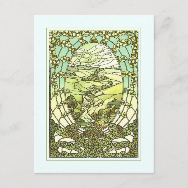 Postale Carte de voeux Art nouveau design. (Devant)