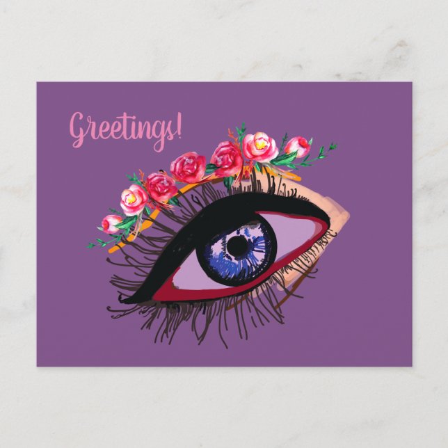 Postale Carte de vœux avec texte et dessin d'œil (Devant)