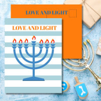 Carte de voeux bleue Hanoukka Modern Menorah