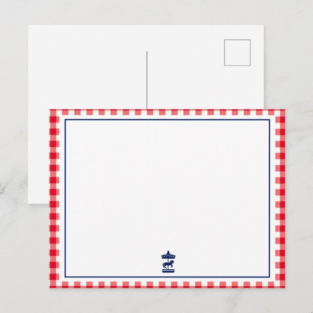 Postale carte de vœux chic à carreaux de Noël (Devant / Derrière)