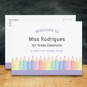 Postale Carte de vœux colorée pour le retour du professeur