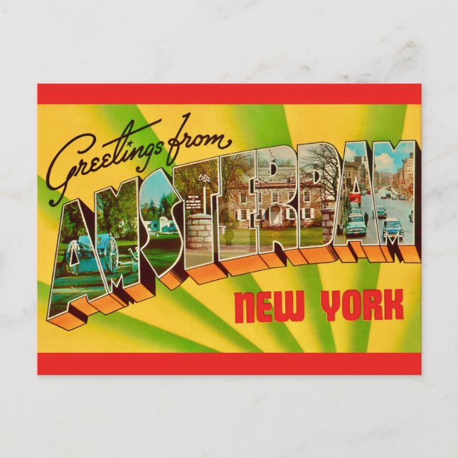 Postale Carte de vœux d'Amsterdam NY (Devant)