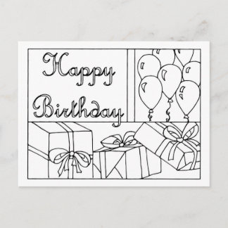 Postale Carte de vœux d'anniversaire à colorier