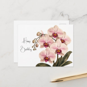 Postale Carte de vœux d'anniversaire à l'orchidée rose élé